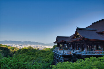 A view of Kiyomizu-dera temple in the morning.   Kyoto Japan 
