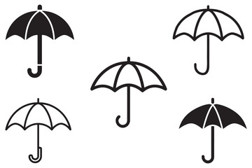 Umbrella Set Outline Vector On White Background