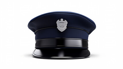 Police cap isolated on white background. 3d rendering. Computer digital drawing.