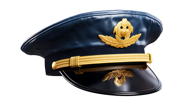 police cap isolated on a white background. 3d rendering image.