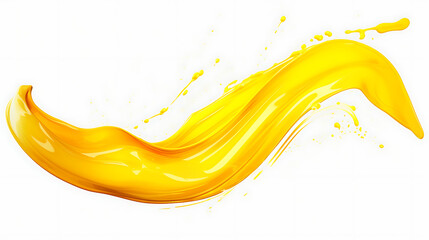 Yellow paint splash isolated on white background. 3d render illustration.