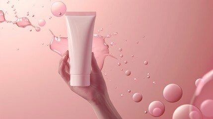 Hand cream or skincare tube Pink facial cleansing foam tube for advertising