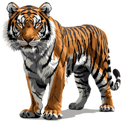 Realistic Tiger Illustration on White Background, Svg Eps Vector File