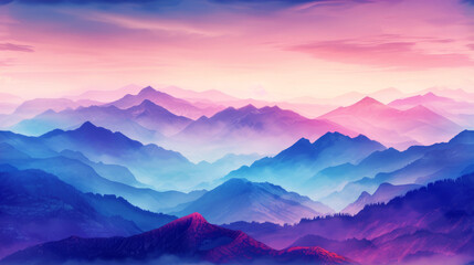 Obraz premium Ethereal mystical mountains with vibrant digital art colors