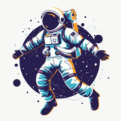 Astronaut Exploring the Universe in Vibrant Illustrations, Svg Eps Vector File