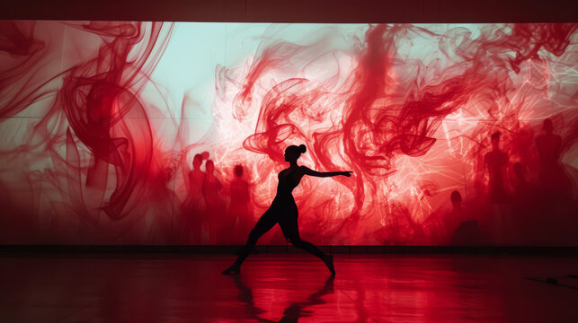 Abstract expressionist dance performance art with enhanced visual effects