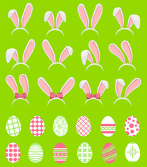Easter bunny ears mask vector illustration. Hare ears. Cartoon easter rabbit or bunny ears band for costume design vector illustration
