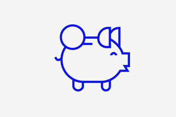 piggy bank illustration in line style design. Vector illustration.