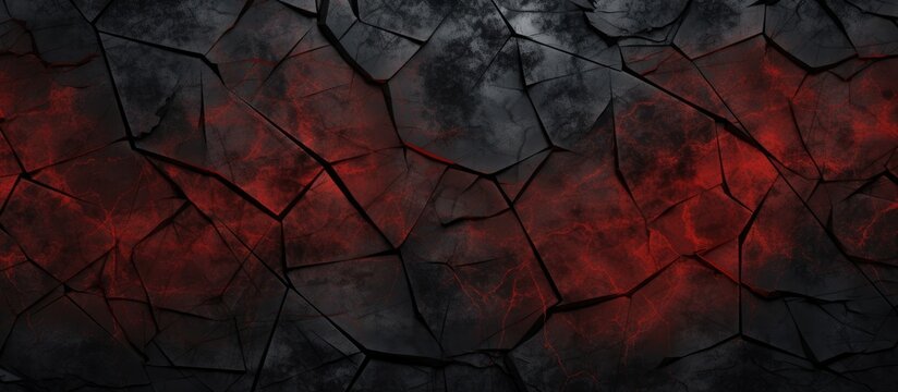 A dark and grungy background featuring bold red and black colors with a prominent crack running through the center, creating a striking visual contrast.