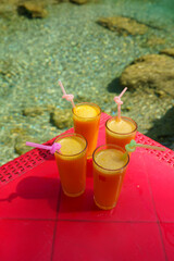 orange juice, riverside restaurant, God's Bridge, Akchour, Talassemtane Nature Park, Rif region, morocco, africa