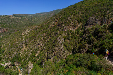 God's Bridge, hiker, Akchour, Talassemtane Nature Park, Rif region, morocco, africa