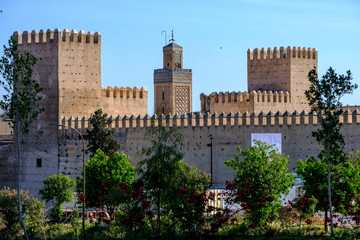 Fototapeta na wymiar outer wall and mosque of Fes el-Jdid, morocco, africa