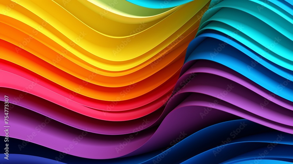 Canvas Prints rainbow-colored strip waves cascade across a horizontal black background, creating an abstract textu