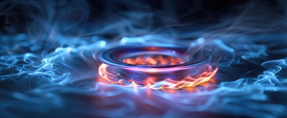 Detailed view of a superconductor in use, capturing its application in magnetic levitation and quantum computing