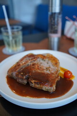 chops and vegetables