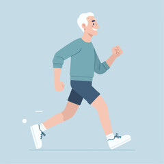 illustration of a grandfather jogging. elderly health concept