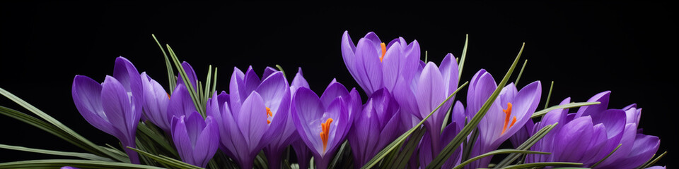 purple crocus flowers banner
