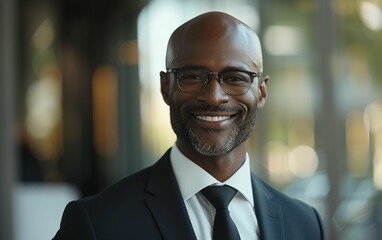 Fototapeta premium A multiracial man wearing a suit and tie smiling genuinely