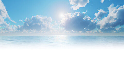 Obraz premium blue sky with sea waves isolated on white and transparent background, png