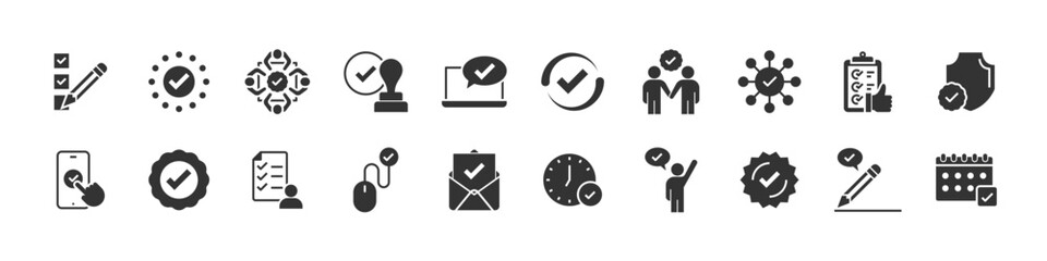 set of checkmark icons, approve, validate,