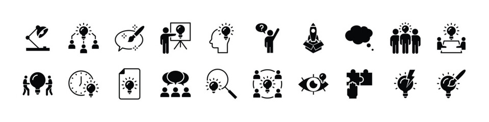 set of creative icons, think, brainstorm