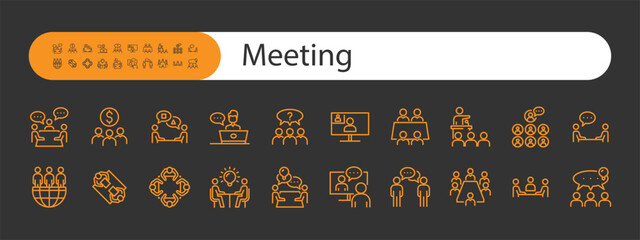 Naklejka premium set of meeting icons, business, conference