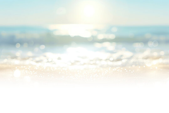 Blur beautiful nature Summer sand beach bokeh background. isolated on white and transparent background, png