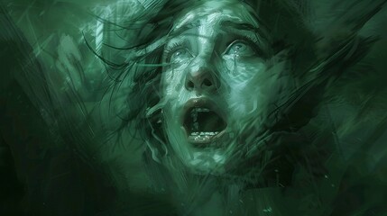 Digital painting of Describe the haunting cries of a banshee foretelling tragedy. - obrazy, fototapety, plakaty