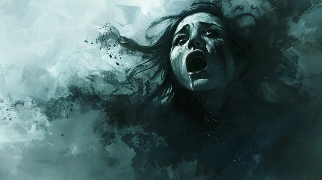 Digital painting of Describe the haunting cries of a banshee foretelling tragedy.