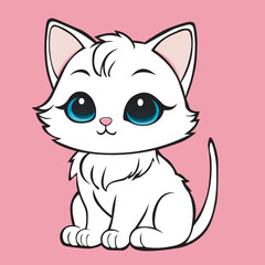 Vector of a cute white kitten