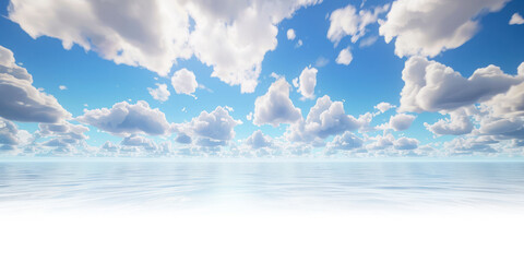 blue sky with sea waves with gradient effect design, isolated on white and transparent background, png