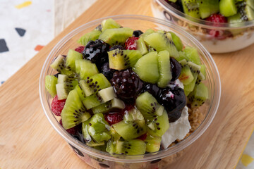 Berry, kiwi, Greek yogurt, plain, yogurt, fruit, nuts, fruits, vegetables, vegan, salad