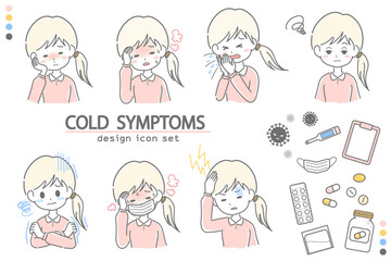風邪の症状に関するアイコンのベクター素材