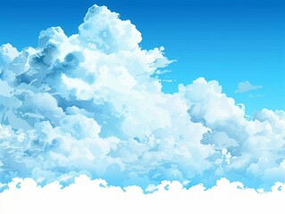 Serene Blue Sky with Fluffy Clouds - Perfect for Background or Wallpaper Use