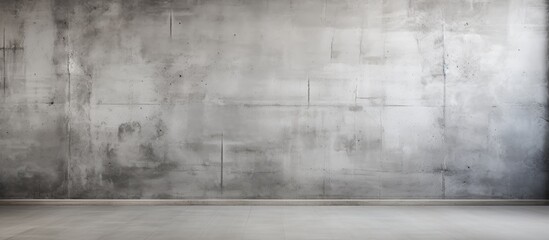 A black and white depiction of an empty room with a concrete wall plaster background. The room...