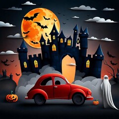 halloween background with castle