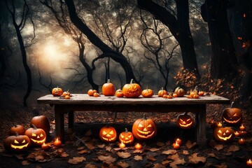 halloween pumpkin on a tree