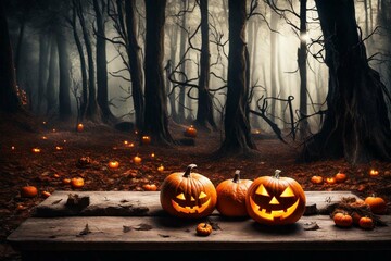 halloween pumpkin in the forest