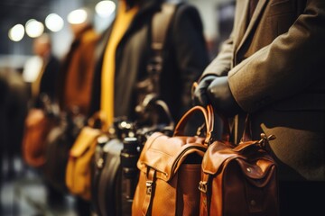 Fototapeta na wymiar Stylishly dressed people hold briefcases in their hands