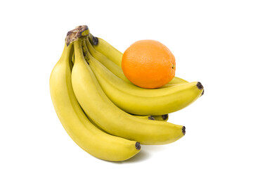 Banan I pomarańcza na białym tle - obrazy, fototapety, plakaty