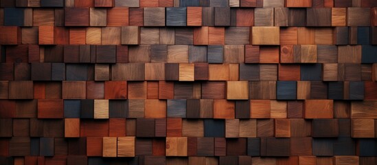 A wall constructed of wooden blocks with various colors, creating a vibrant and textured background. The blocks are arranged in a pattern, showcasing a mix of hues and tones.