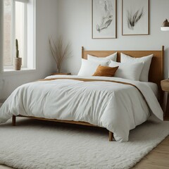 Modern bed room, mockup frames