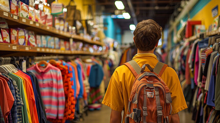 Shopping at a thrift store