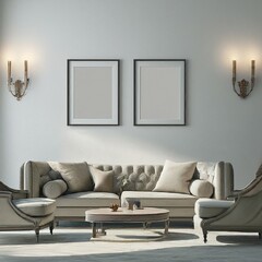 Two mockup frames in a modern living room