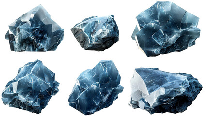 Blue Calcite Crystal on Transparent Background Illustration for Healing Designs