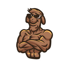 Athlete Dog Wearing Sunglasses Cartoon Vector