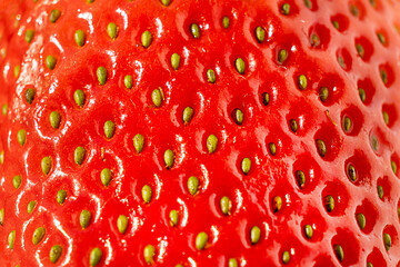 Macro photography of strawberries, selective focus, full frame