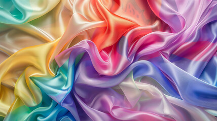 Luxurious colorful fabric with rainbow