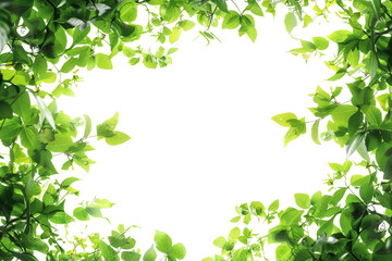 Fototapeta premium Nice green leaves frame on solid background