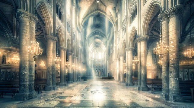 Interior of a generic magnificent cathedral